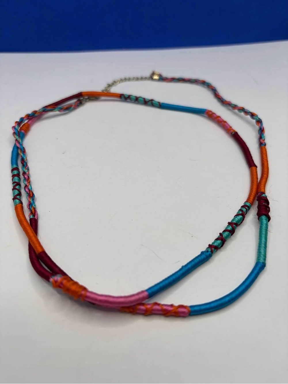 Colorful Boho Multi Strand Thread Wrapped Long Necklace